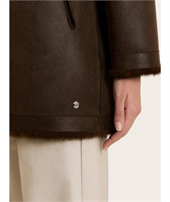 Ragno DQ43KU - Giaccone Donna Reversibile Effetto Visone e Montone Ragno. Colore: Chocolate A75F