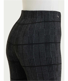 Ragno DU09PO - Pantalone Donna a Gamba Dritta in Tessuto Jacquard Fantasia Macro e Micro Pied de Poule. Colore: Nero 020F