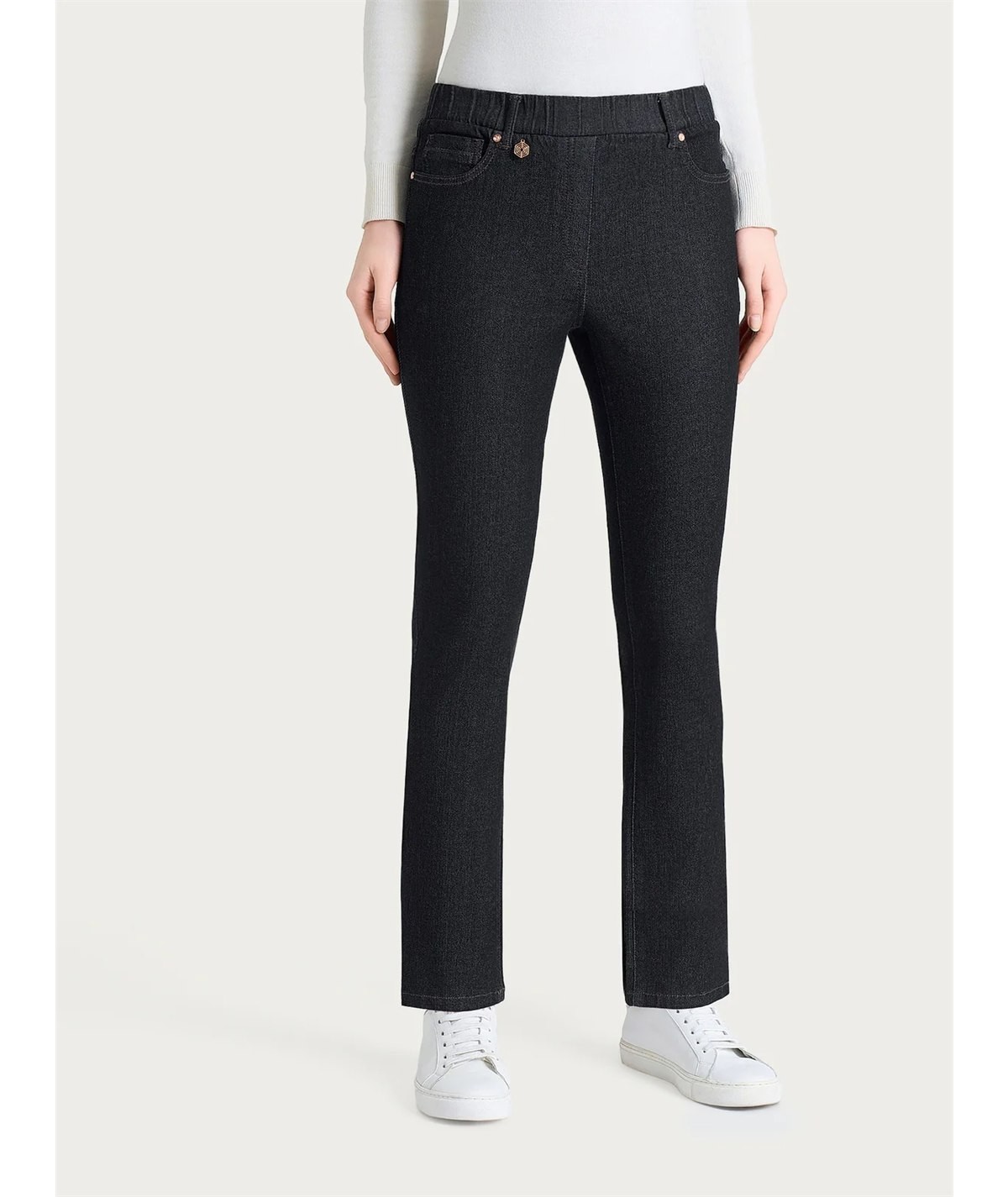 Ragno DR50PP  Pantalone Jeans Donna Modello Slim in Denim Elasticizzato a Gamba Dritta 5 Tasche Colore: Gray Black C14