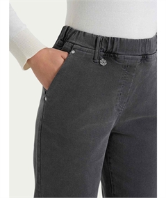 Pantalone Jeans Donna Tapered Ragno con Vita Elastica e Tasche alla Francese. Colore: Ferro 816