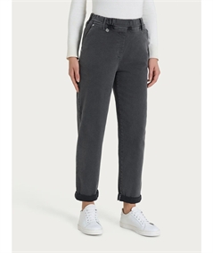 Pantalone Jeans Donna Tapered Ragno con Vita Elastica e Tasche alla Francese. Colore: Ferro 816