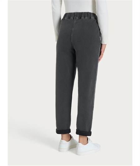 Pantalone Jeans Donna Tapered Ragno con Vita Elastica e Tasche alla Francese. Colore: Ferro 816