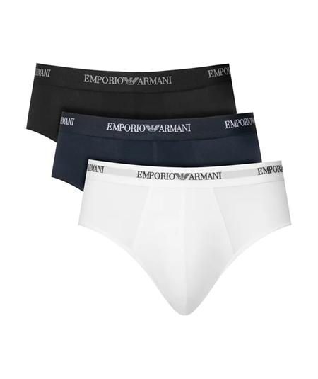 EM000258AF14132 Set di 3 Boxer Emporio Armani in cotone elasticizzato. Colore: Bianco - Nero - Blu-