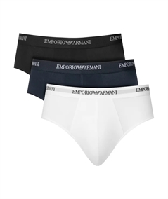 EM000258AF14132 Set di 3 Boxer Emporio Armani in cotone elasticizzato. Colore: Bianco - Nero - Blu-