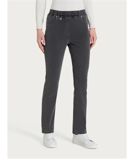 Ragno DO79PP -Pantalone Jeans Donna Modello Slim in Denim Elasticizzato a Gamba Dritta 5 Tasche. Colore: Ferro 816