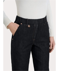 Ragno DR50P7- Pantalone Jeans Donna Vestibilità a Carota con Tasche a Filo alla Francese Tessuto Denim. Colore: Gray Black C14