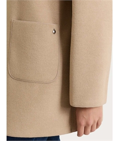 Giaccone Donna con Cappuccio in Tessuto Vegan. Colore: Cammello Mel. 100M