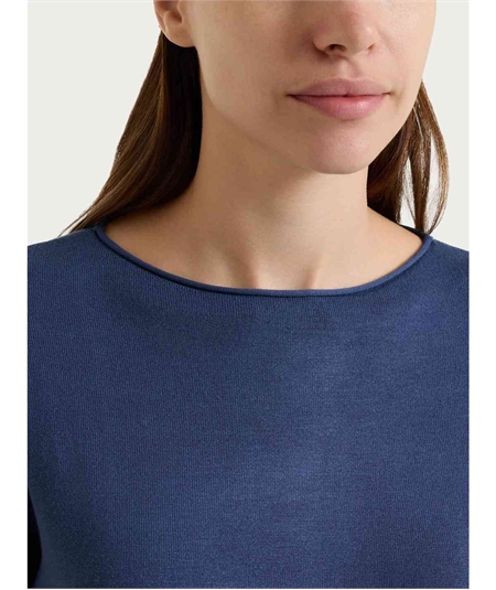 Ragno DN56TA - Maglia Donna Collo Barchetta in morbido e caldo tessuto di Viscosa. Colore: Oceana C70