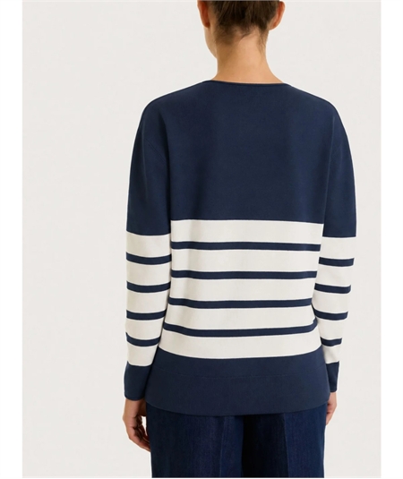 Ragno DT82T9 - Maglia Donna Girocollo Fantasia a Righe in tessuto di Viscosa. Colore Fant. Riga Blu E12F