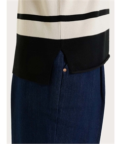 Ragno DT82T9 - Maglia Donna Girocollo Fantasia a Righe in Tessuto di Viscosa. Colore Fant. Riga Nero E14F