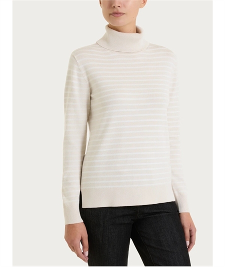 Ragno DT81TK - Maglia Donna Collo Alto Fantasia a Righe in Tessuto di Viscosa. Colore: Fant. Champignon 786F