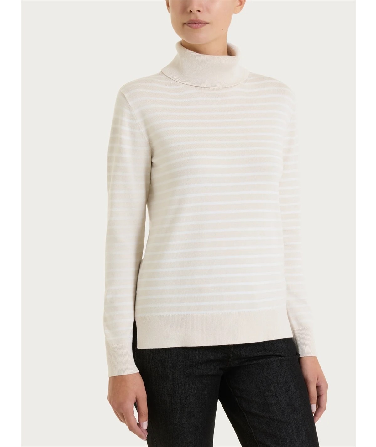 Ragno DT81TK - Maglia Donna Collo Alto Fantasia a Righe in Tessuto di Viscosa. Colore: Fant. Champignon 786F