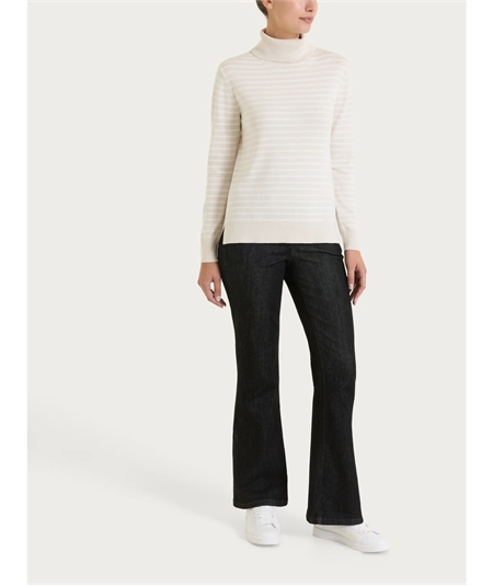 Ragno DT81TK - Maglia Donna Collo Alto Fantasia a Righe in Tessuto di Viscosa. Colore: Fant. Champignon 786F