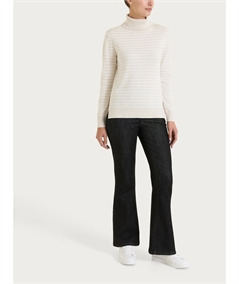 Ragno DT81TK - Maglia Donna Collo Alto Fantasia a Righe in Tessuto di Viscosa. Colore: Fant. Champignon 786F