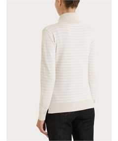 Ragno DT81TK - Maglia Donna Collo Alto Fantasia a Righe in Tessuto di Viscosa. Colore: Fant. Champignon 786F