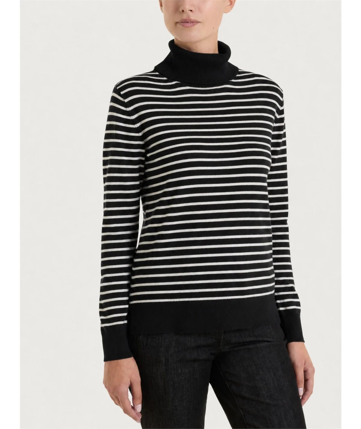 Ragno DT81TK - Maglia Donna Collo Alto Fantasia a Righe in Tessuto di Viscosa. Colore: Fant. Nero 984F