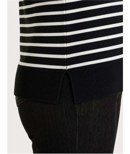 Ragno DT81TK - Maglia Donna Collo Alto Fantasia a Righe in Tessuto di Viscosa. Colore: Fant. Nero 984F