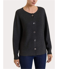 Ragno DT42TJ - Cardigan Donna Girocollo con Bottoni Punto Perla in Tessuto di Viscosa.Colore: Oscuro Mel. 489M 