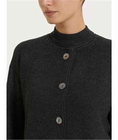 Ragno DT42TJ - Cardigan Donna Girocollo con Bottoni Punto Perla in Tessuto di Viscosa.Colore: Oscuro Mel. 489M 