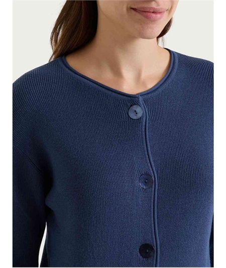 Ragno DT42TJ - Cardigan Donna Girocollo con Bottoni Punto Perla in Tessuto di Viscosa.Colore: Oceana C70