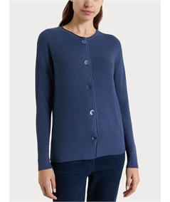 Ragno DT42TJ - Cardigan Donna Girocollo con Bottoni Punto Perla in Tessuto di Viscosa.Colore: Oceana C70