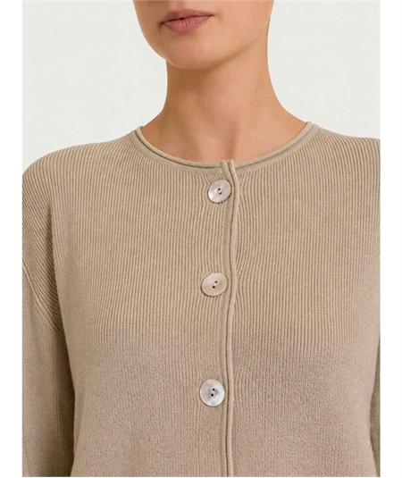 Ragno DT42TJ - Cardigan Donna Girocollo con Bottoni Punto Perla in Tessuto di Viscosa.Colore: Glacè 178