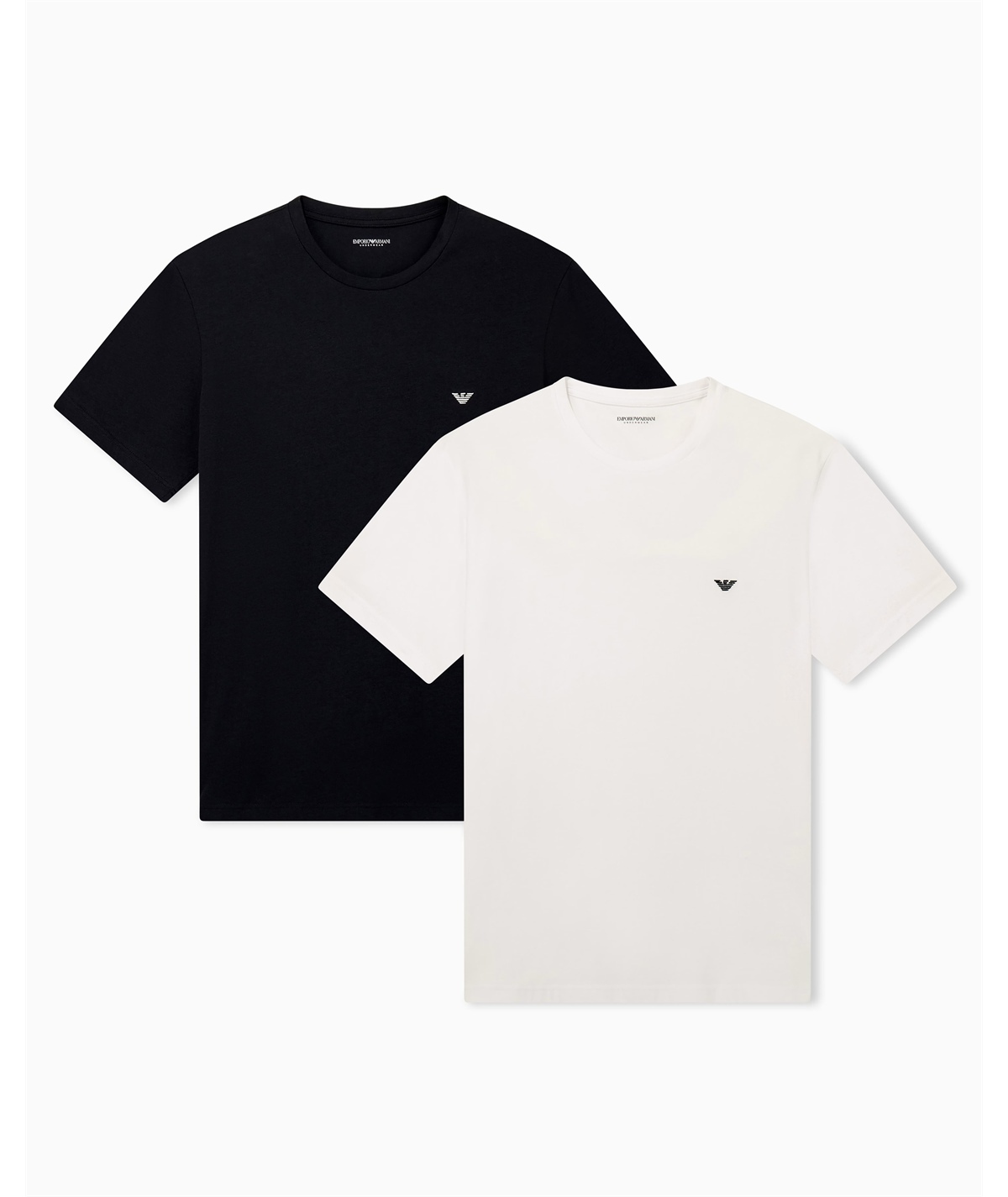 Emporio Armani EM000391 AF25056 Set da 2 T-Shirt Uomo Girocollo in Cotone Strech. Colore: Bianco - Nero 