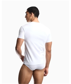 Emporio Armani EM000391 AF25056 Set da 2 T-Shirt Uomo Girocollo in Cotone Strech. Colore: Bianco - Nero 