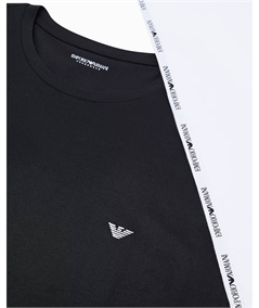 Emporio Armani EM000391 AF25056 Set da 2 T-Shirt Uomo Girocollo in Cotone Strech. Colore: Bianco - Nero 