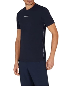 Emporio Armani - EM000391 AF16115  Set da 2 T-Shirt Uomo Girocollo in Cotone Elasticizzato. Colore: Blu