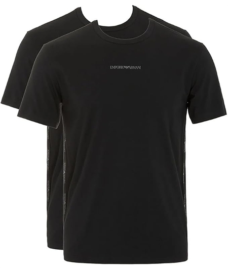 Emporio Armani - EM000391 AF16115  Set da 2 T-Shirt Uomo Girocollo in Cotone Elasticizzato. Colore: Nero