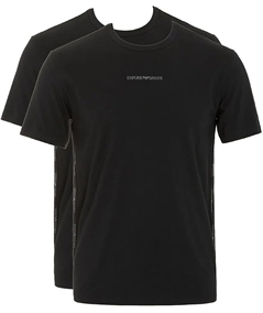 Emporio Armani - EM000391 AF16115  Set da 2 T-Shirt Uomo Girocollo in Cotone Elasticizzato. Colore: Nero