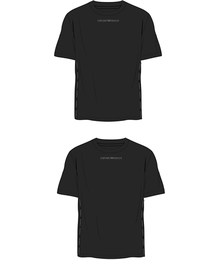 Emporio Armani - EM000391 AF16115  Set da 2 T-Shirt Uomo Girocollo in Cotone Elasticizzato. Colore: Nero