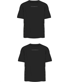 Emporio Armani - EM000391 AF16115  Set da 2 T-Shirt Uomo Girocollo in Cotone Elasticizzato. Colore: Nero